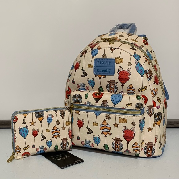 Loungefly Disney Pixar Character Balloons Mini Backpack & Wallet-New - Picture 12 of 12